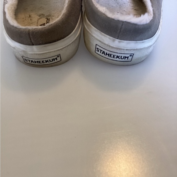 Staheekum Women's Camp Mule Sneaker Genuine Leather Fur Suede Slip On STONE-SZ 8 - Picture 3 of 4
